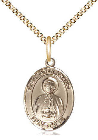 Extel Medium Oval 14kt Gold Filled St. Peter Chanel Pendant with 18" chain, Made in USA
