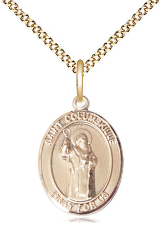 Extel Medium Oval 14kt Gold Filled St. Columbkille Pendant with 18" chain, Made in USA
