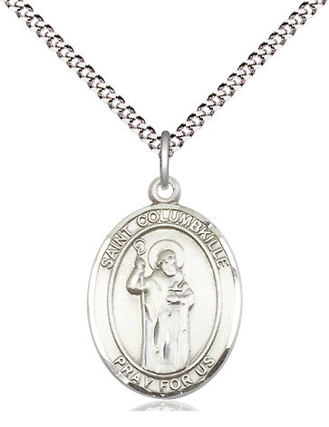 Extel Medium Oval Pewter St. Columbkille Pendant with 18" chain, Made in USA