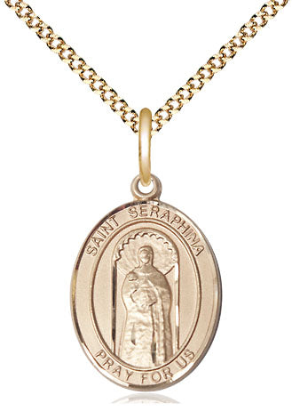 Extel Medium Oval 14kt Gold Filled St. Seraphina Pendant with 18" chain, Made in USA