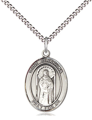 Extel Medium Oval Pewter St. Seraphina Pendant with 18" chain, Made in USA