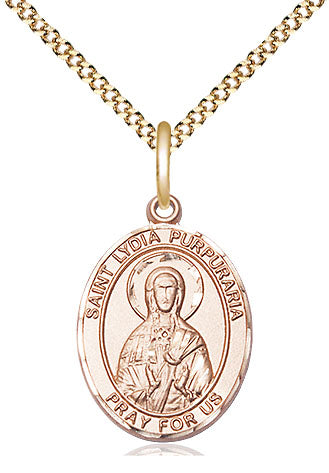 Extel Medium Oval 14kt Gold Filled St. Lydia Purpuraria Pendant with 18" chain, Made in USA