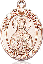 Extel Medium Oval 14kt Gold Filled St. Lydia Purpuraria Medal, Made in USA