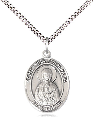 Extel Medium Oval Pewter St. Lydia Purpuraria Pendant with 18" chain, Made in USA
