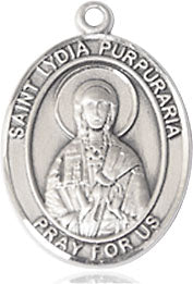 Extel Medium Oval Pewter St. Lydia Purpuraria Pendant with 18" chain, Made in USA