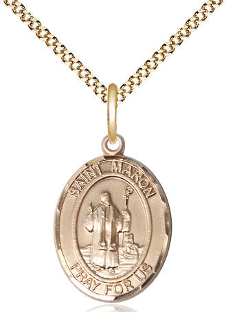 Extel Medium Oval 14kt Gold Filled St. Maron Pendant with 18" chain, Made in USA