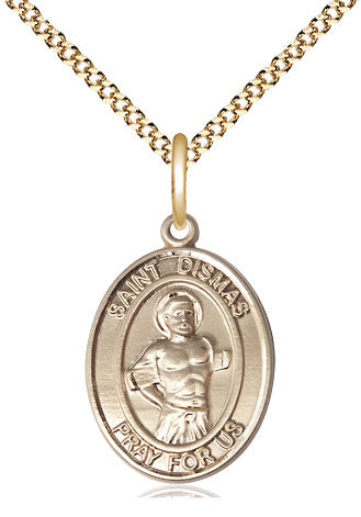 Extel Medium Oval 14Kt Gold Filled St. Dismas  with 18" chain, Made in USA