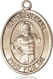 Extel Medium Oval 14kt Gold Filled St. Dismas Medal, Made in USA