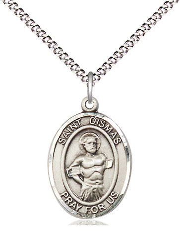Extel Medium Oval Pewter St. Dismas Pendant with 18" chain, Made in USA