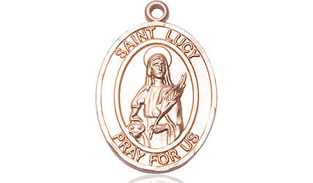 Extel Medium Oval 14kt Gold Filled St. Lucy Medal, Made in USA