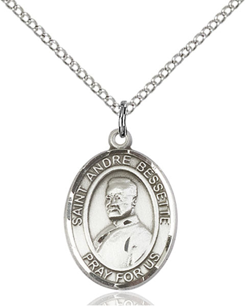 Extel Medium Oval Sterling Silver St. Andre Bessette Pendant with 18" chain, Made in USA
