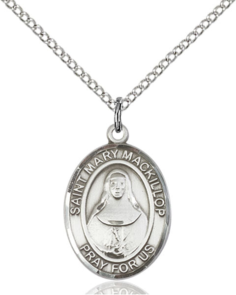 Extel Medium Oval Sterling Silver St. Mary Mackillop Pendant with 18" chain, Made in USA