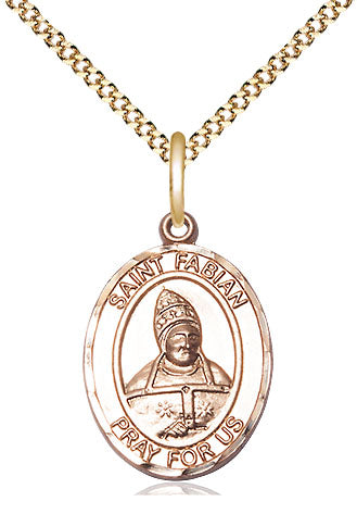 Extel Medium Oval 14kt Gold Filled St. Fabian Pendant with 18" chain, Made in USA