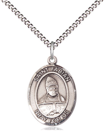 Extel Medium Oval Pewter St. Fabian Pendant with 18" chain, Made in USA