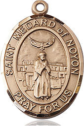 Extel Medium Oval 14kt Gold Filled St. Medard of Noyon Medal, Made in USA