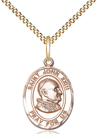 Extel Medium Oval 14Kt Gold Filled St. John XXIII  with 18" chain, Made in USA