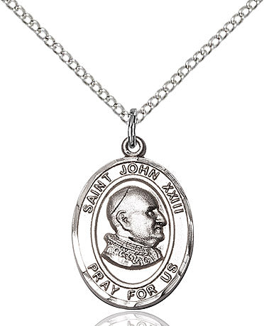 Extel Medium Oval Pewter St. John XXIII Pendant with 18" chain, Made in USA
