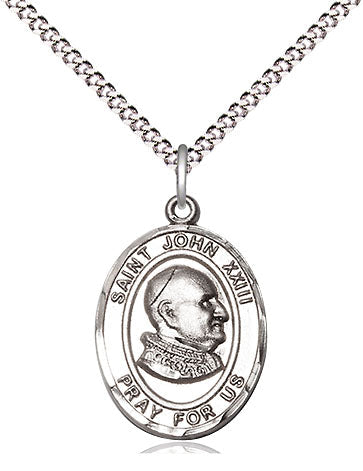 Extel Medium Oval Sterling Silver St. John XXIII Pendant with 18" chain, Made in USA