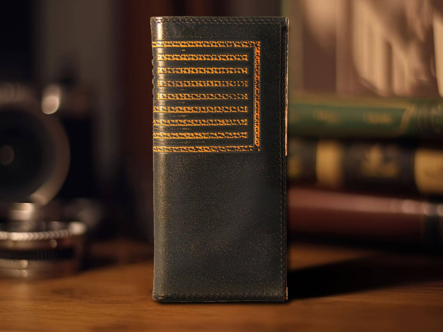 American Flag Burnished Leather Secretary Wallet