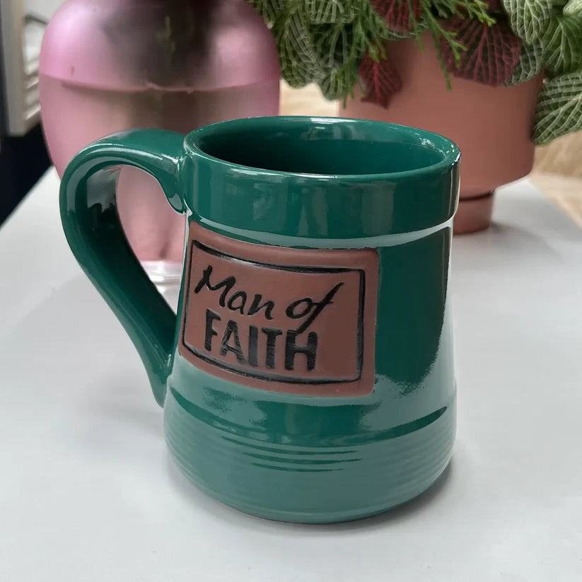MAN OF FAITH POTTERY MUG BOXED
