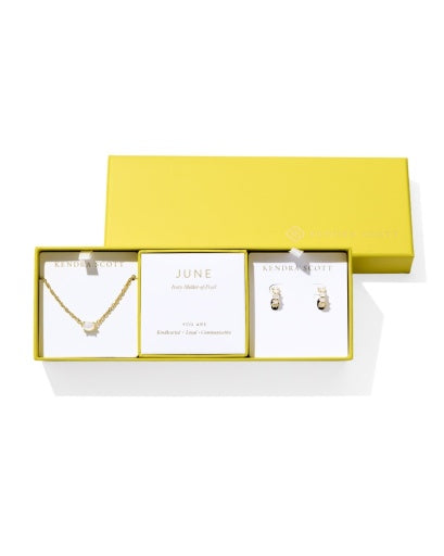 CAILIN BIRTHSTONE GIFT SET GOLD IVORY MOTHER OF PEARL