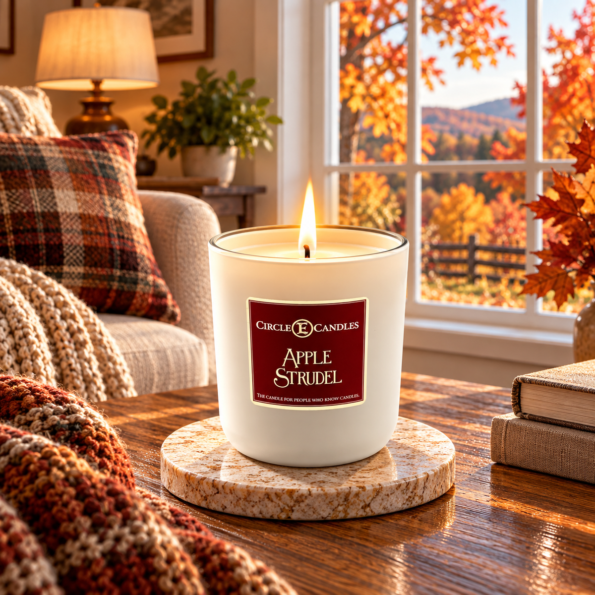 Circle E Candles, Apple Strudel Scent, Medium Size Jar Candle, 7oz – Warm Sweet Baked Apple Home Fragrance, Cozy Dessert-Inspired Candle, Made in USA