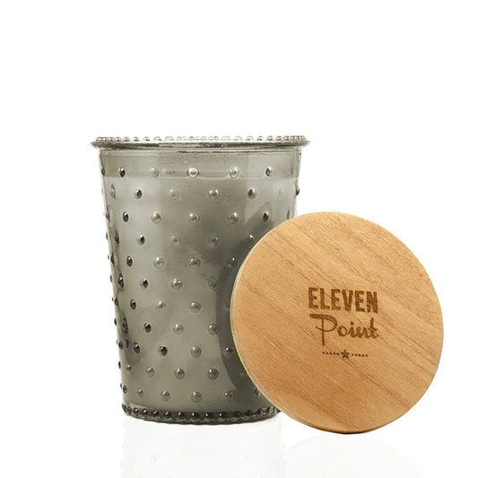 Eleven Point Candles, Lover's Lane Scent, Ash Hobnail Jar, All Season Scent