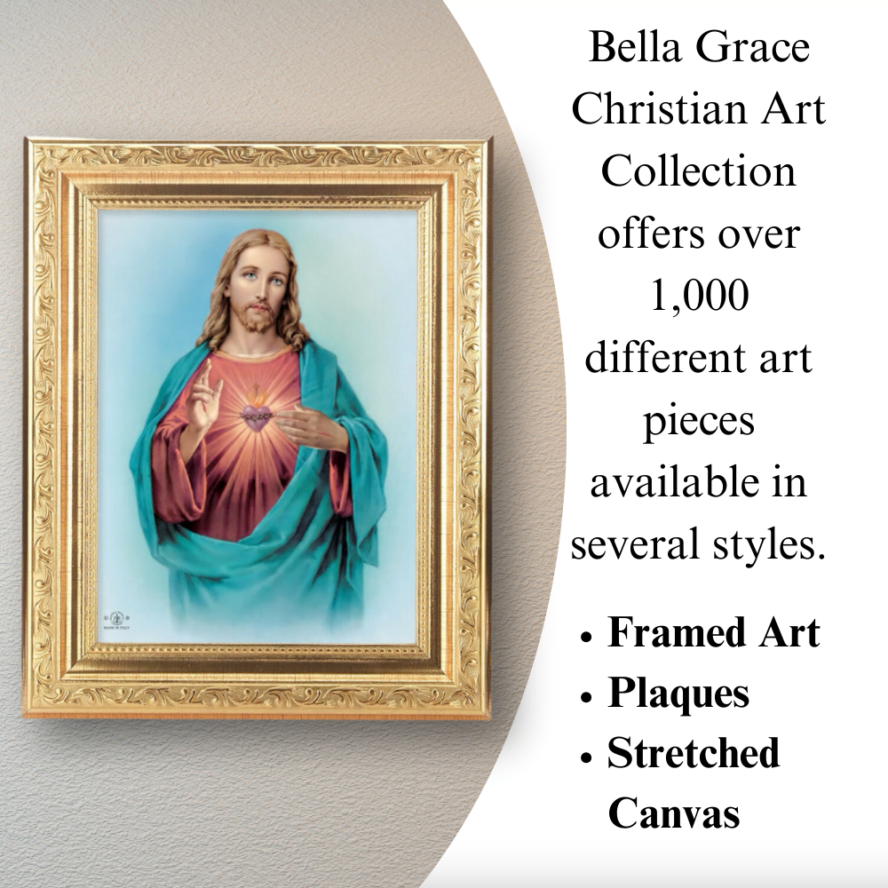 Divine Mercy Picture Framed Wall Art Decor Large, Traditional Dark Walnut Finished Frame with Thin Gold Lip