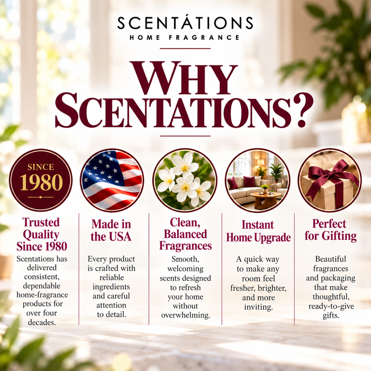 Scentations Reed Diffuser Set, Cabernet Legacy No. 98 Fragrance, 8 ozs, 8 Reeds