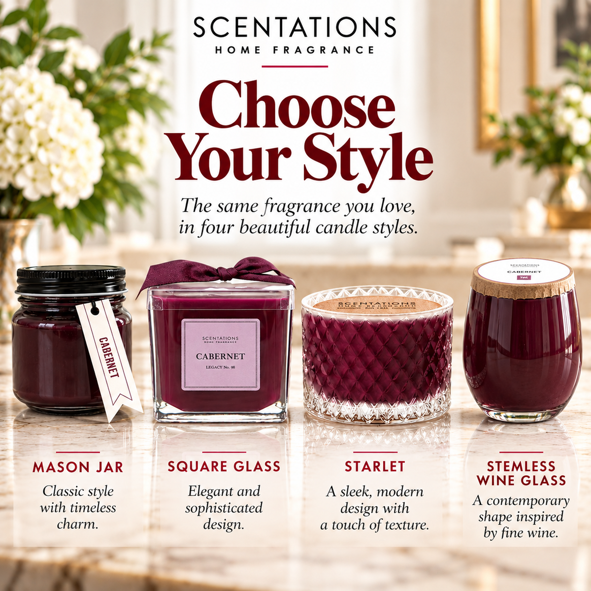 Scentations Cabernet Scented Candle, Mason Jar, 8 oz
