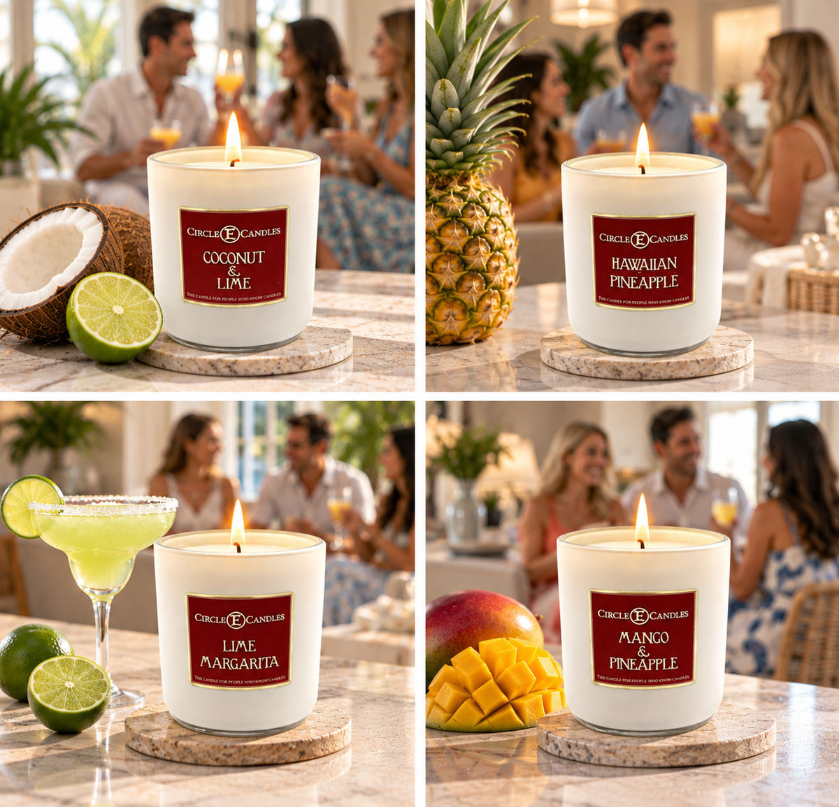 Circle E Candles, Coconut Lime Scent, Medium Size Jar Candle, 14oz – Tropical Citrus Home Fragrance, Bright Creamy Island-Inspired Candle, Made in USA