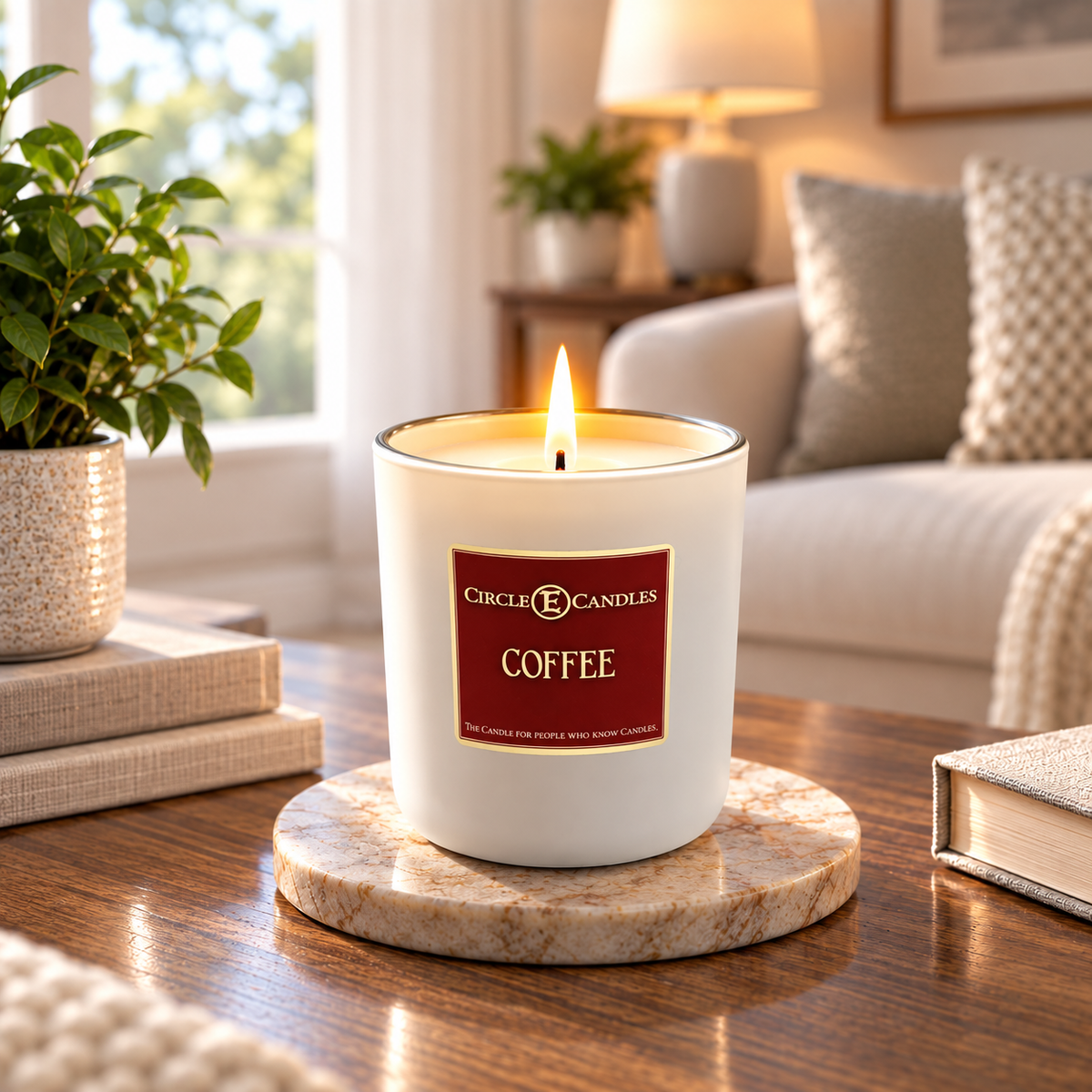 Circle E Candles, Coffee Scent, Medium Size Jar Candle, 14oz – Rich Roasted Coffee Home Fragrance, Warm Aromatic Scented Candle, Made in USA