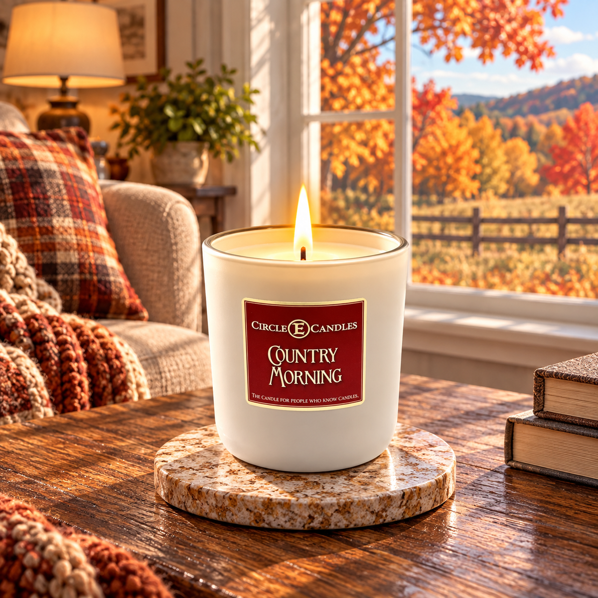 Circle E Candles, Country Morning Scent, Medium Size Jar Candle, 7oz – Fresh Cozy Home Fragrance, Warm Soft Morning-Inspired Candle, Made in USA