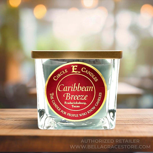 Circle E Candles, Caribbean Breeze Scent, Small Size Jar Candle, 8oz, 1 Wick