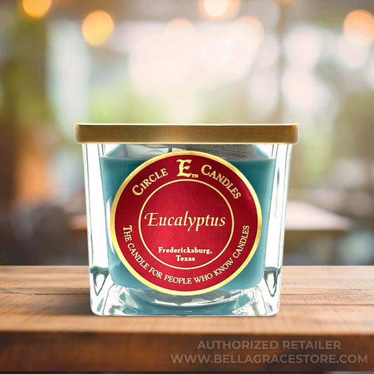 Circle E Candles, Eucalyptus Scent, Small Size Jar Candle, 8oz, 1 Wick