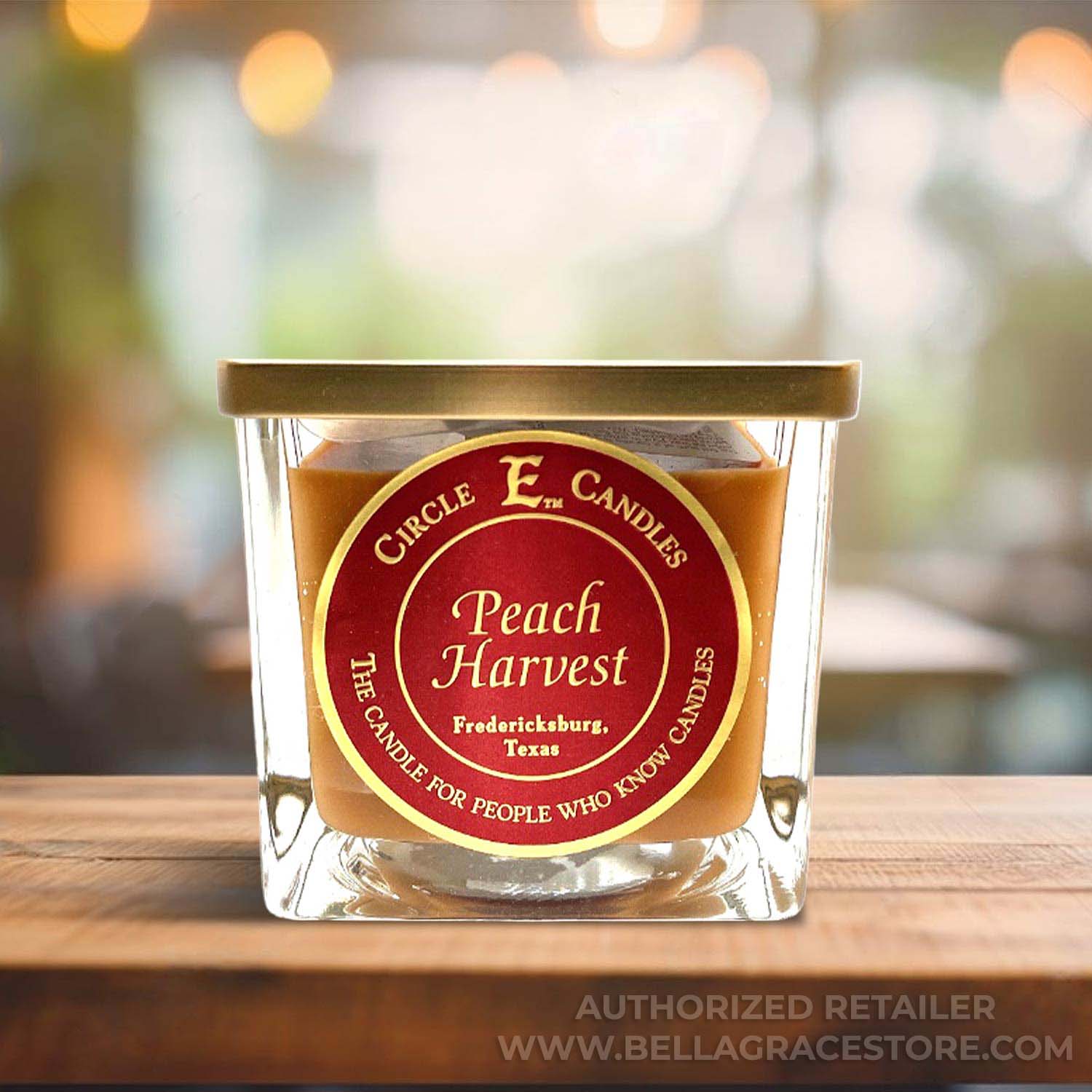 Circle E Candles, Peach Harvest Scent, Small Size Jar Candle, 8oz, 1 Wick