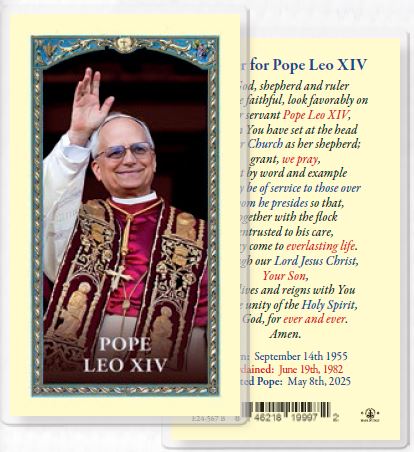 Prayer for Pope Leo XIV Laminated Catholic Prayer Holy Card, Single Card