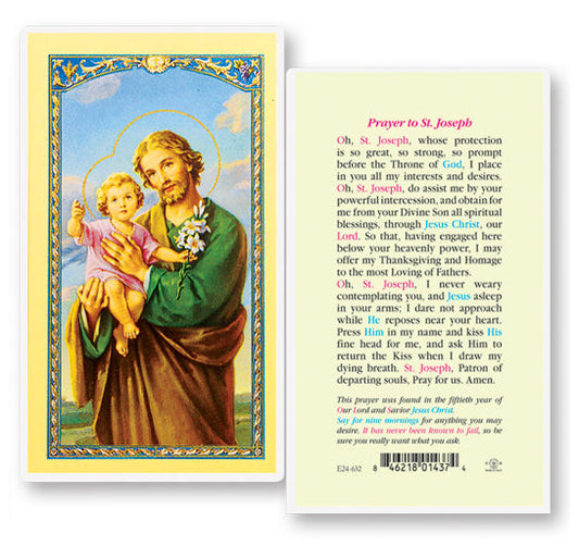 Saint Joseph 50th Year of Our Lord Laminated Catholic Prayer Holy Card, Single Card