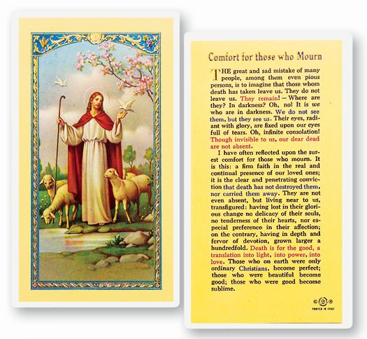 Comfort for Those Who Mourn Laminated Catholic Holy Card, Single Card