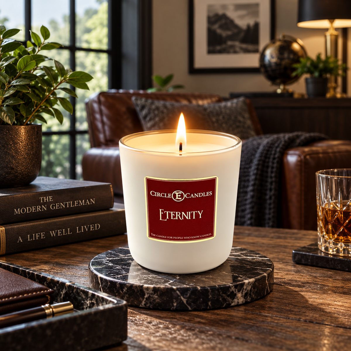 Circle E Candles, Eternity Scent, Medium Size Jar Candle, 7oz – Fresh Clean Classic Home Fragrance, Smooth Masculine Scented Candle, Made in USA
