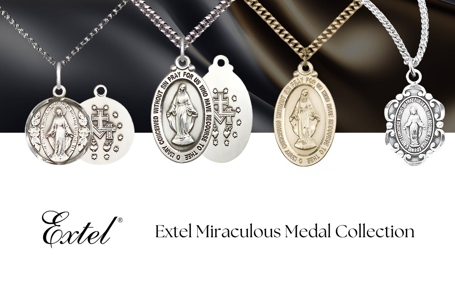 Extel Medium Round Pewter Miraculous Medal Pendant, Made in USA