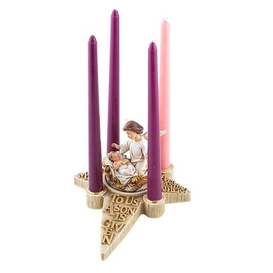 Advent Wreath Two Piece Nativity Angel  Candle Holder
