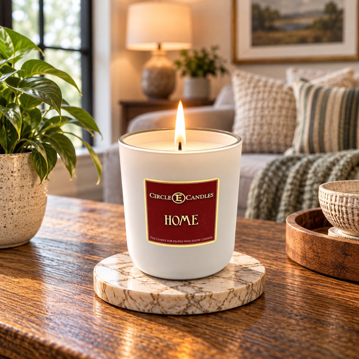 Circle E Candles, Home Scent, Medium Size Jar Candle, 14oz – Warm Cozy Inviting Home Fragrance, Soft Comforting Scented Candle, Made in USA