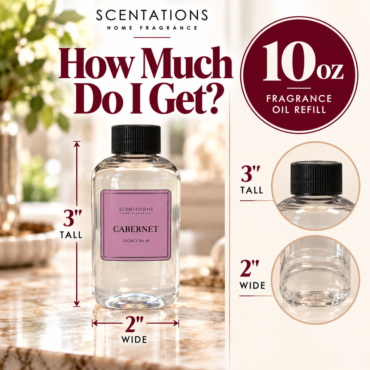 Scentations Cabernet Reed Diffuser Refill Oil, 8 oz