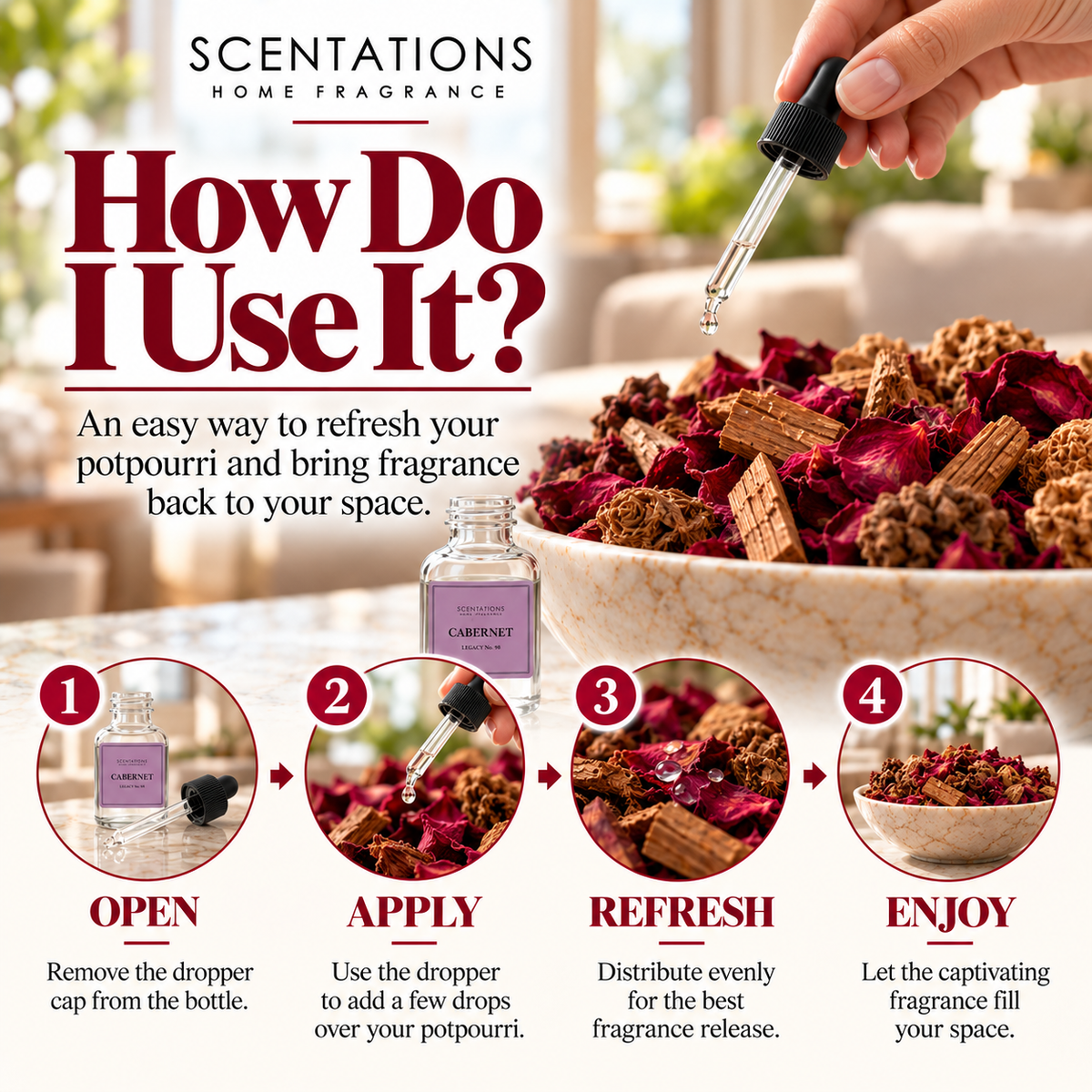 Scentations Cabernet Potpourri Refresher Oil Refill, 1 oz
