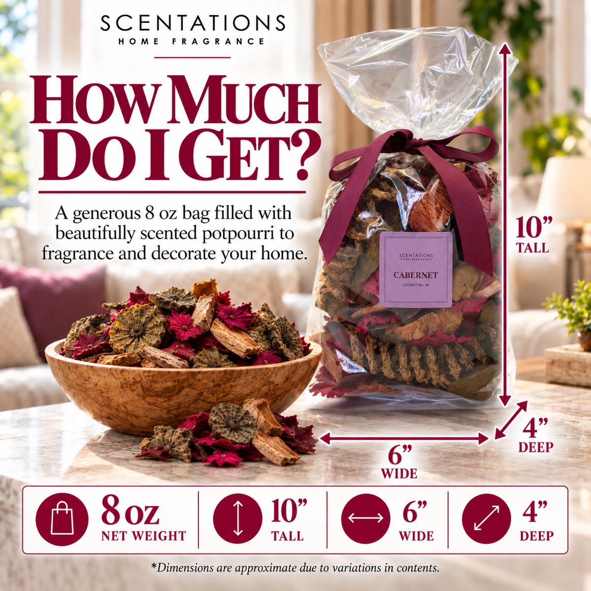 Scentations Potpourri - Cabernet Legacy No. 28 Scent, 8 oz Bag