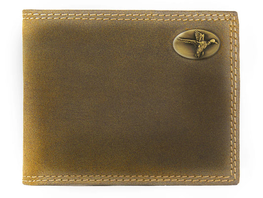 Mallard Vintage Tan Leather Bifold Wallet for Outdoor Lovers