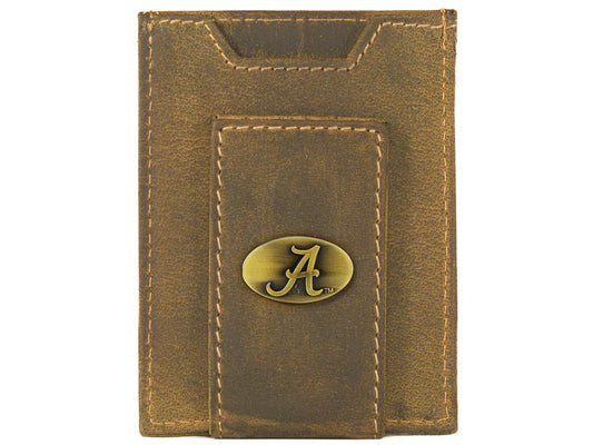 Alabama Crimson Tide Vintage Tan Leather Magnetic Wallet