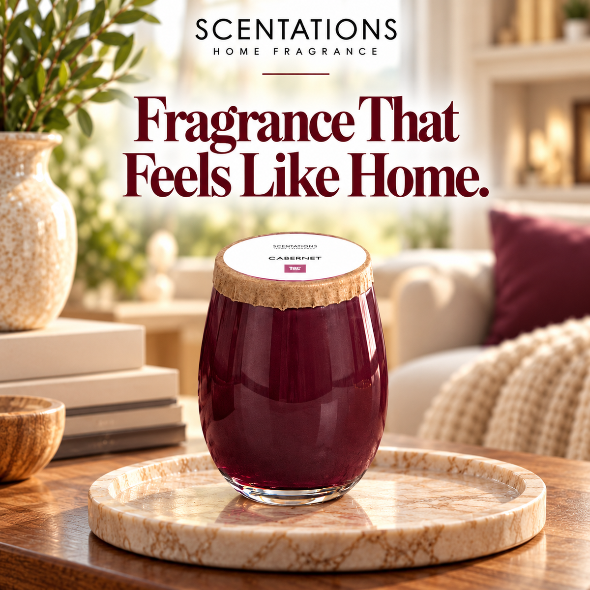 Scentations Cabernet Scented Candle, Stemless Wine Glass, 12 oz