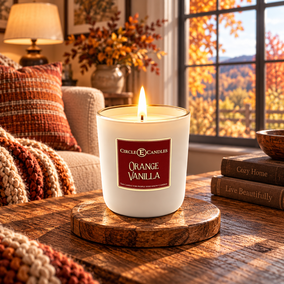 Circle E Candles, Orange Vanilla Scent, Medium Size Jar Candle, 7oz – Sweet Creamy Citrus Home Fragrance, Soft Comforting Scented Candle, Made in USA